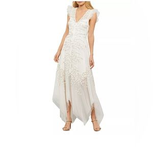 BCBGMaxazria Embroidered Tulle Gown